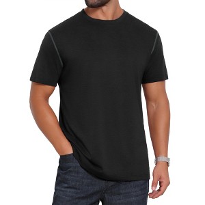 INSPIRE CHIC Men's Crew Neck Short Sleeve Solid Color Retro Style Casual T-Shirts - 1 of 4