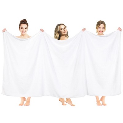 American Soft Linen 100% Cotton Oversized Bath Sheet, 40 in by 80 in Bath Towel Sheet, White