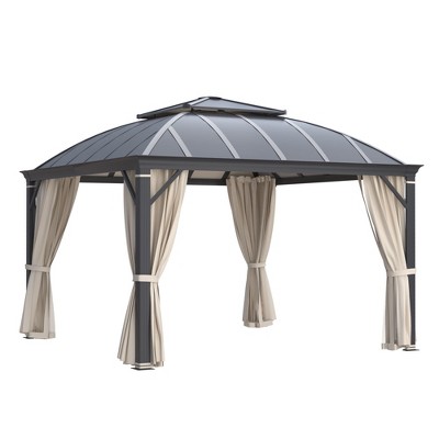 12' x 12' Aluminum Hardtop Gazebo with Curtains and Net