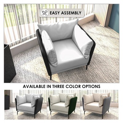 Luxify Black and Gray Faux Leather Barrel Accent Chair