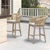 PURPLE LEAF Outdoor Bar Stools Set of 2 Patio Metal Modern Wicker Bar Chairs Woven Aluminum Barstools - 3 of 4