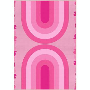 Well Woven Apollo Washable Area Rug - Hot Pink Modern Rainbow - For Living Room, Bedroom and Office