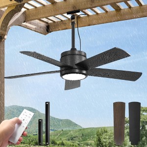 Arceso 42" Outdoor Ceiling Fan with Light and Remote Control, Waterproof, 6-speed Quiet DC motor, for Patio, Porch, Gazebo, Black - 1 of 1