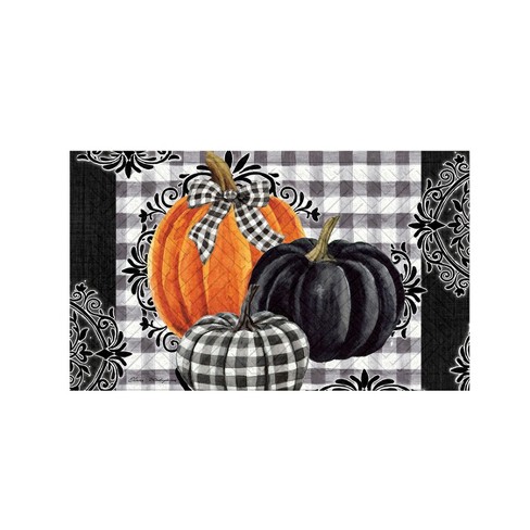 Evergreen Puzzle Pumpkin Check Embossed Floor Mat 17.4 X 10.5 Inches ...