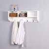 GlasFlength Decorative Storage Cabinets Accent Cabinet Entryway Wall Storage Shelf Coat Rack with 4 Dual Hooks for Room, White, 38.58"*7.87"*13.78" - 2 of 4
