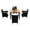 YOOCOZZ Outdoor Patio Weatherproof Wicker Rattan Dining Set with Acacia Wood Tabletop - Black+Cream - 3 of 4