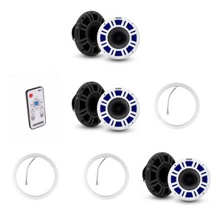 Kicker ( 3 Pair ) 48KMXL8 8" LED Horn-Loaded Marine Speakers & 47KLSR8 8-Inch LED Spacer Rings & LED Remote Bundle - 1 of 4