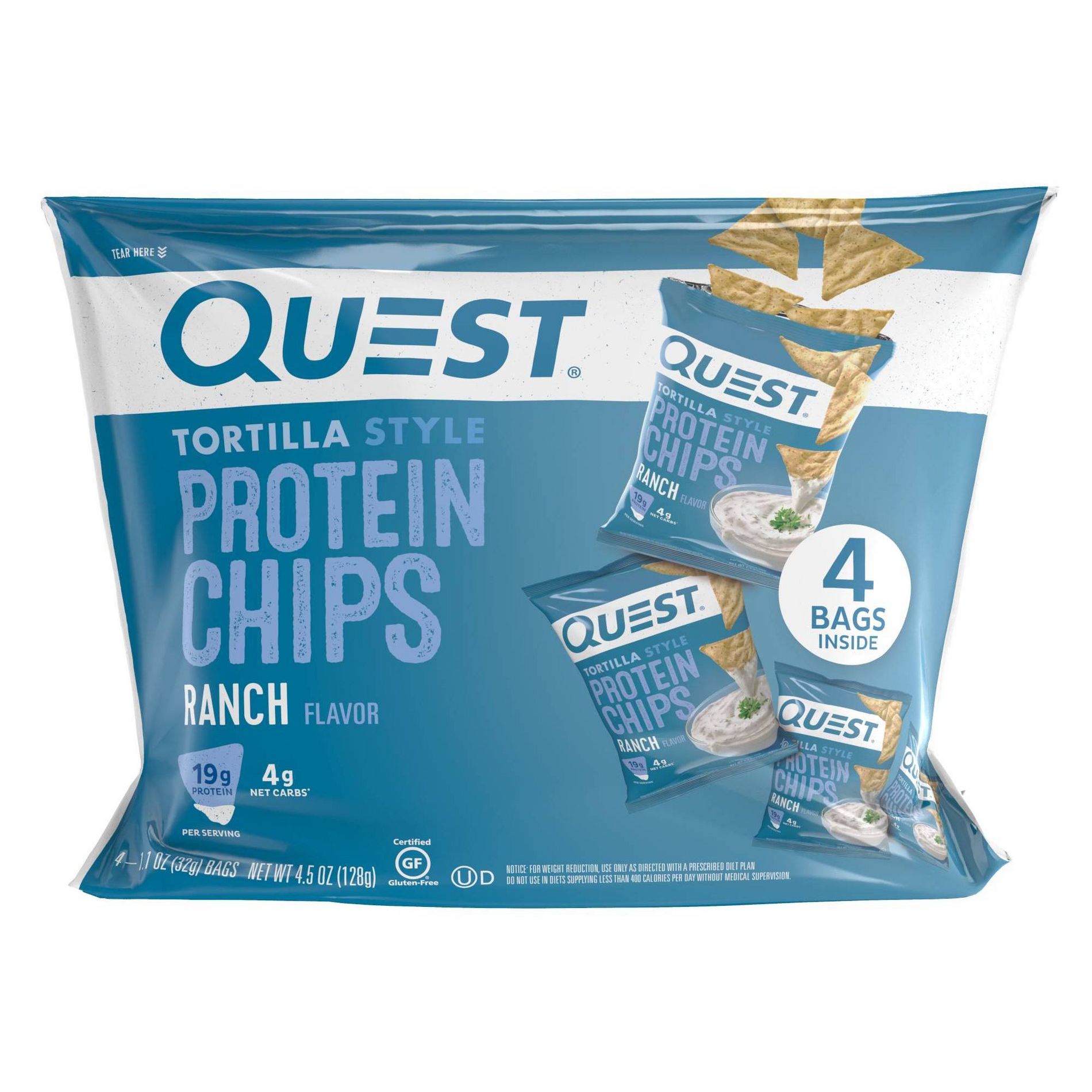 Quest Nutrition Tortilla Style Protein Chips - Ranch - 4pk/1.1oz
