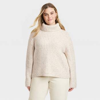 Women's Crewneck Tunic Pullover Sweater - A New Day™ Cream/black Striped 3x  : Target