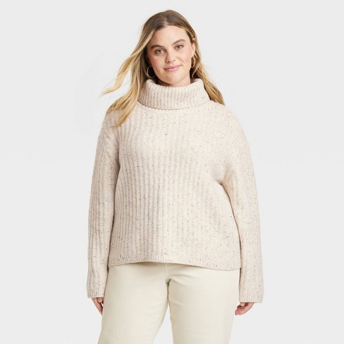 Women's Mock Turtleneck Cashmere-Like Pullover Sweater - Universal Thread™  White XS