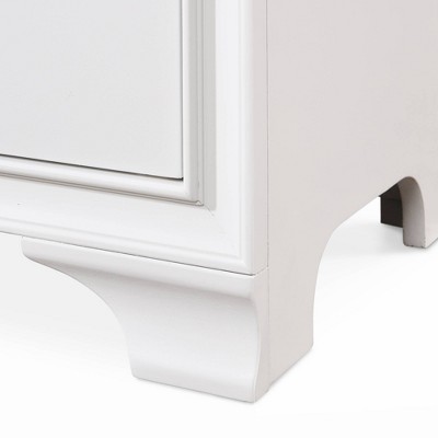 White Wood 1-Drawer Nightstand with USB Charging Port