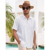 Men's Cotton Linen Shirts Relaxed Fit Short Sleeve Beach Button Down Shirt Button Up Pleats Guayabera Shirts - 3 of 4