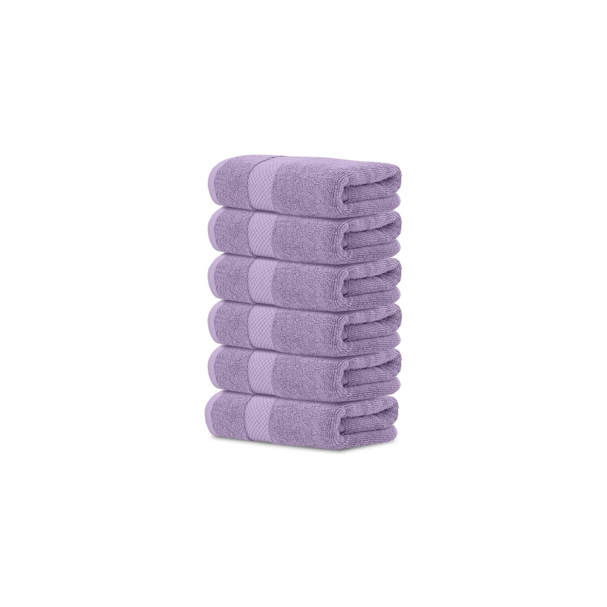 White Classic Luxury 100% Cotton Hand Towels Set of 6 - 16x30" Lavender