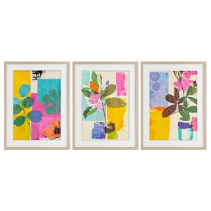 Stupell Industries Drifting Bloom Botanicals 3pc Framed Print Under Glass Set - 1 of 4