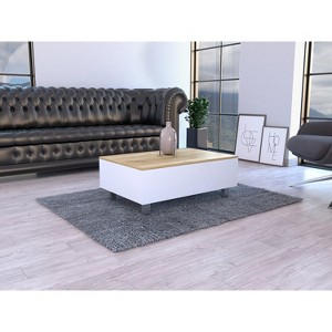 Aran Lift Top Coffee Table, Storage Compartment, White / Light Oak - 1 of 1