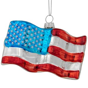 Northlight 4" American Flag Glass Christmas Ornament - 1 of 4