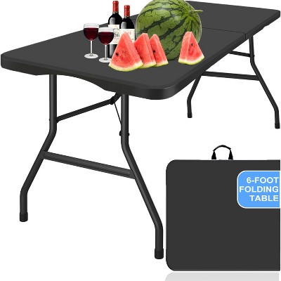 Musment 6FT Foldable Table with Built in Handle & Steel Legs | Heavy Duty Portable | Perfect for Party, Dining, Wedding, Events, Picnic