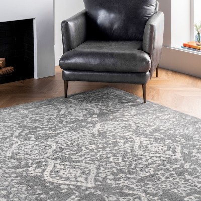 Odell Silver Rectangular Synthetic Vintage Area Rug