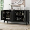 Modern Black 4-Door Sideboard - Rubber Wood Storage Cabinet with Adjustable Shelves, Door Racks & Cable Holes for Kitchen or Dining Room - 3 of 4