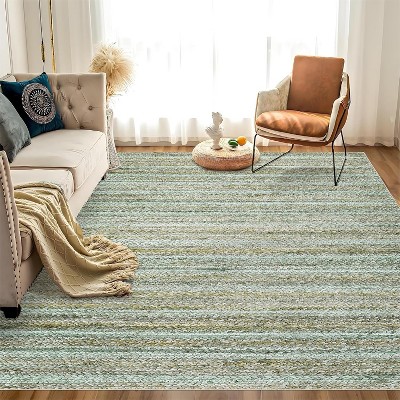 Washable Modern Plaid Rug – Foldable Thin Non-Slip Non-Shedding Easy-Care Carpet for Living Room Bedroom Kitchen Dining Room.