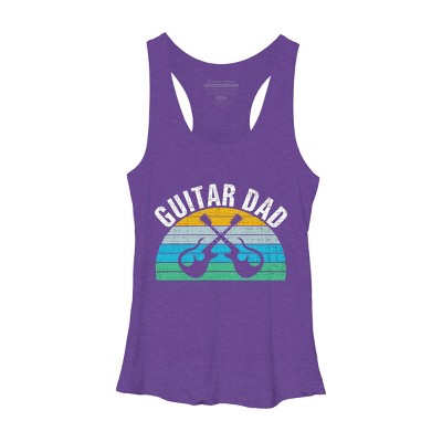 Women's Design By Humans Retro Dueling Electric Guitar Dad By DragonTee Racerback Tank Top