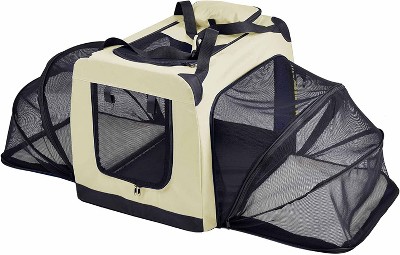 Pet Life Hounda Accordion Metal Framed Soft-Folding Collapsible  Expandable Pet Dog Crate Blue