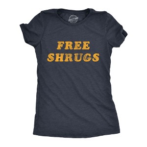 Womens Free Shrugs T Shirt Funny Introvert Hugs Sarcastic Novelty Graphic Tee - Crazy Dog Women's T Shirt - 1 of 4
