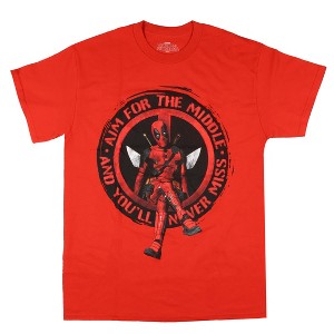 Seven Times Six Marvel Comics Deadpool and Wolverine T-Shirt Men's Aim For The Middle Tee Red - 1 of 3