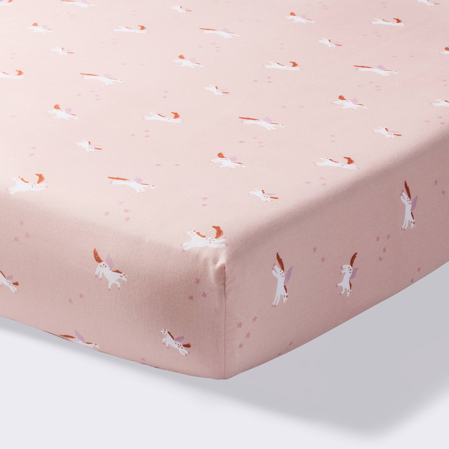 Cotton Fitted Crib Sheet - Unicorn - Cloud Island™: 200 Thread Count, Standard Crib/Toddler Size, Percale Weave