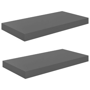vidaXL Floating Wall Shelves 2 pcs High Gloss Gray 19.7"x9.1"x1.5" MDF - 1 of 1