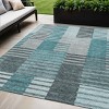 Teal Blue Aqua And Gray Striped Washable Indoor Outdoor Area Rug - 2 of 4