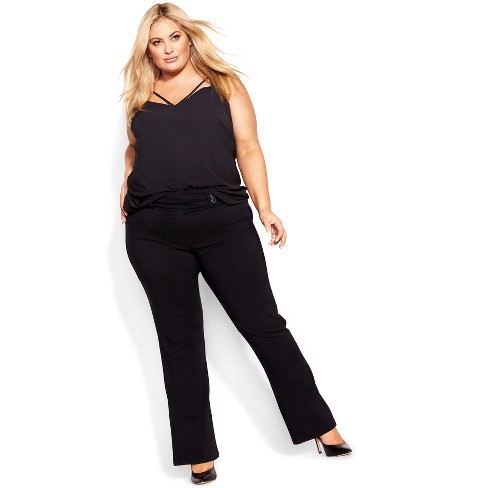 Avenue  Women's Plus Size Pull On Ponte Pant Black - Petite - 20w : Target