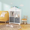 Acekool Kids Dollhouse Bookcase with Storage, 2-Tier Organizer and 2 Fabric Drawers, Toddler Bookshelf for Bedroom, Playroom, White+Pink - 3 of 4