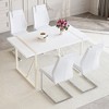 Oversart Table and chair set.55"x31.4" Cream-Style White MDF Dining Table Set with 4 White Chairs With Silver Metal Legs. - 4 of 4
