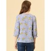 Allegra K Women's Floral Bow Tie Neck Vintage 3/4 Sleeve Blouse - 4 of 4