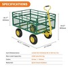 Garden Cart Heavy Duty Folding Yard Cart with 10"Multi-Terrain Tires,4 Removable Mesh Sides,180° Swivel Handle Metal Wagon for Lawn,Yard,Patio,Farm - 3 of 4