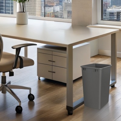 Gray Plastic Pull-Out Kitchen Trash Bin Set, 35 Quart, 2 Pack