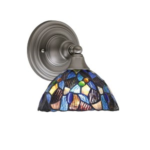 Toltec Lighting Any 1 - Light Sconce in  Brushed Nickel with 7" Blue Mosaic Art Glass Shade - 1 of 1