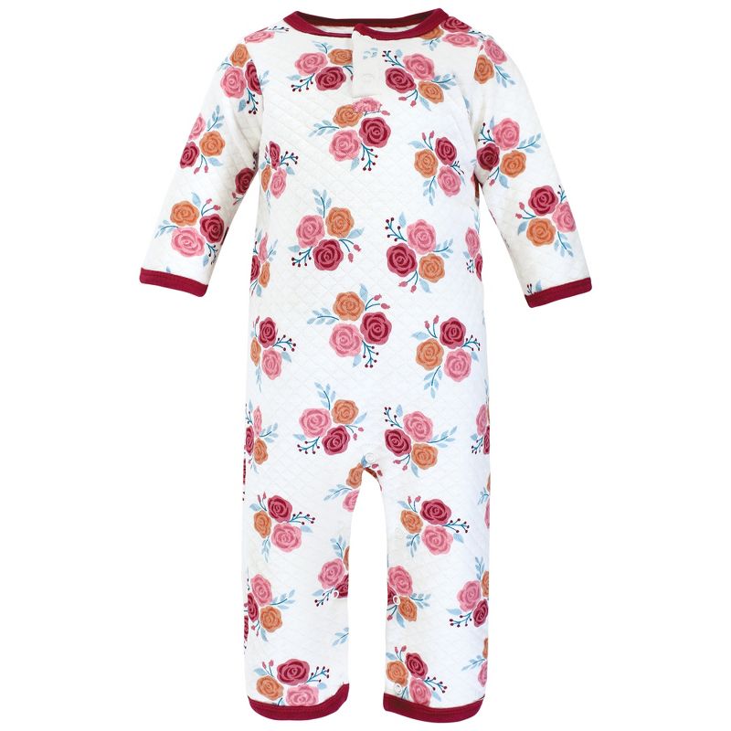 Hudson Baby Infant Girl Premium Quilted Coveralls, Autumn Rose, 4 of 6