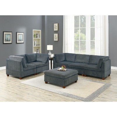 NicBex Modular Sectional 6pc Set L-Shaped Modular Sofa Bed Modern Including Couch 2x Corner Wedge 2x Armless Chairs and 2x Ottomans
