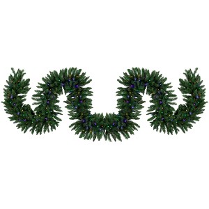 Northlight Pre-Lit Buffalo Fir Christmas Garland - 25' x 20" - Multi-Color LED Lights - 1 of 4