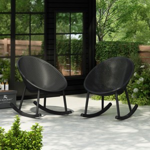 Coolbibila-Patio Chair Set Of 2, Patio Chair Made Of High-Quality Polypropylene, Rocking Chairs For Outdoor With Modern Design - 1 of 4