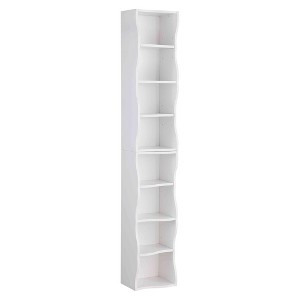 BABYYER 8-Tier Ultra-Thin Storage Cabinet, Tall Narrow Bookcase with Adjustable Shelves, Wavy Border Display Bookshelf for Living Room - 1 of 4