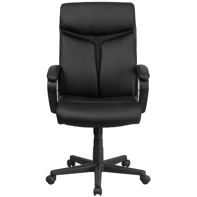 ErgoExecutive High Back Black Leather & Mesh Swivel Chair with Arms