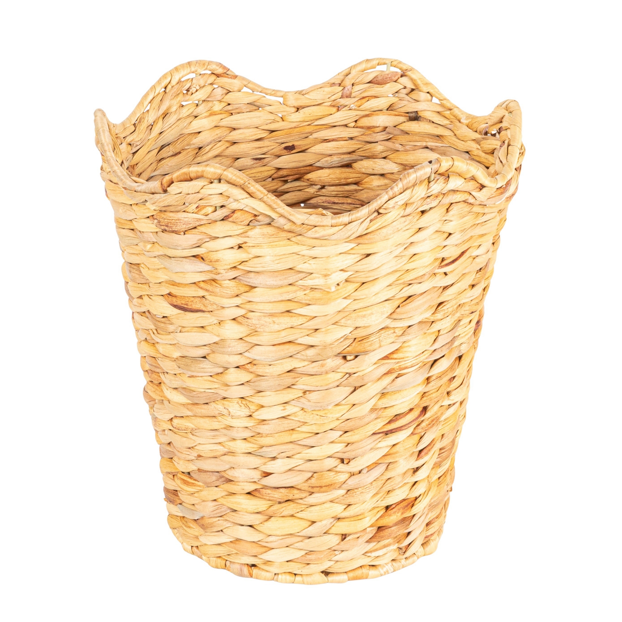 Household Essentials Woven Wastebin with Scalloped Edge