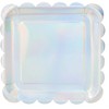 Sparkle and Bash 48 Pack Holographic Silver Foil Square Disposable Paper Plates, Scalloped Edge 9 In - 2 of 4