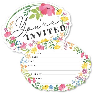 Big Dot of Happiness Wildflowers - Shaped Fill-In Invitations - Boho Floral Party Invitation Cards with Envelopes - Set of 12 - 1 of 4