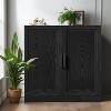 PexFix 31" Wooden Accent Cabinet Storage Modern Sideboard Buffet Cabinet with 2 Doors and Adjustable Shelf for Living Room Dining Room Entryway Black - 3 of 4