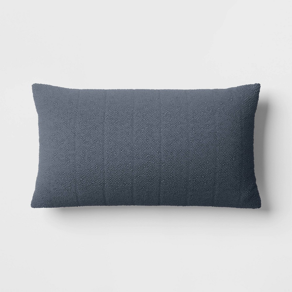 Photos - Pillow Oversized Channeled Boucle Lumbar Throw  Dark Gray - Threshold™