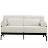 TiramisuBest Modern Loveseat Sofa 59" Sofa Couch 2-Seater Sofa with Flexible USB Ports , Unique Cylindrical Armrests for Living Room, Beige - 4 of 4